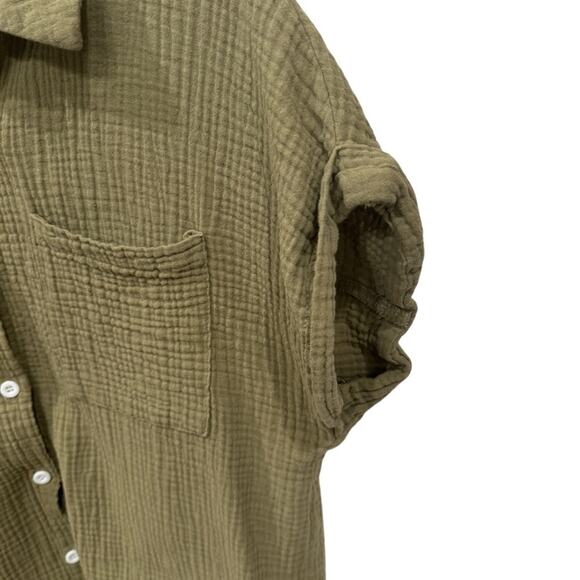 GREATHE Women's Olive Green Cotton Button Down Shirt Size L - Picture 6 of 11